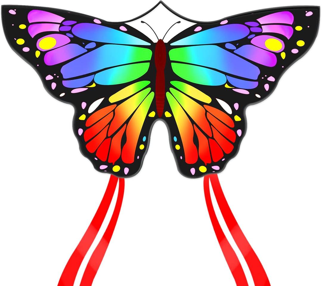 Butterfly Kites for Kids and Adults, Easy to Fly Large Single Line Kite for Boys and Girls - 55" x 28" Beach Kite for Beginners, 300ft String Handle Included