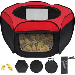 Brooder Box for Chicks Pop-Up Baby Chicken Cage Perch Up to 17 Baby Chicks, Ducks and Quails Chick Starter Kit with Storage Bag, Top Cover, Fixed Pegs, Waterproof Mat
