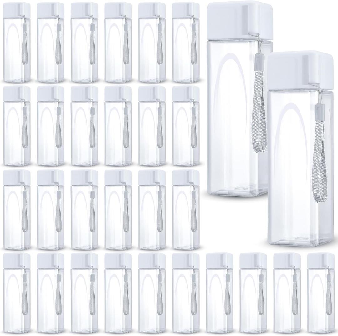 Mifoci 30 Pcs Water Bottle Bulk 17 oz Plastic Sports Water Bottles for Kids Adults Reusable Leak Proof Portable Drink Container Large for School Classroom Travel Camping Fitness Office(White)