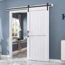 EaseLife 36 x 84 inch White Barn Door with 6.6FT Sliding Door Hardware Kit Included & Handle,Solid Wood Covered with Waterproof PVC Surface,DIY Assembly,Easy Install,H-Frame,Fit 32-34in Wide Opening