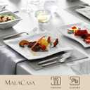 MALACASA 26-Piece Marble Grey Square Dinnerware Sets, Flora Porcelain Dinner Set for 6, Service for 6, Microwave & Dishwasher Safe, BPA, Lead & Cadmium Free
