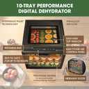 Excalibur Electric Food Dehydrator Performance Series 10-Tray with Adjustable Temperature Control Includes Stainless Steel Drying Trays Glass Door Top View Window and LED Display Progress Bar, Black