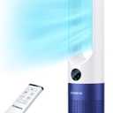 Bladeless Fan, 26" Bladeless Tower Fan with Remote, 8 Speeds, 90 Oscillation, 9 Hour Timer, Large LED Display with Auto Off, Easy to Clean, Standing Floor Fan for Bedroom, Home, Office
