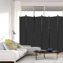 MAYOLIAH 6 Panel Folding Privacy Screen 9ft Wide, 6ft Tall Partition Room Divider Portable Office Walls Dividers, Black