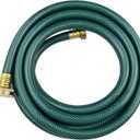 PVC Garden Hose 1/2 Inch Green Heavy Duty Water Hose with Solid Brass Fittings,No Leaking, Flexible,for outdoors,Lawns,Patio (15 FT, Green, Brass Fittings)