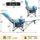 Reclining Camping Chair with Removable Footrest Lounge Chair with Headrest, Cotton Cushion, Portable Adjustable Folding Chairs, 2 pack