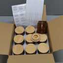 9-Pack 8oz Embossed Glass Candle Container with Bamboo Lids and Labels, Amber Candle Jars for Making Candles, Sun Moon Star Design