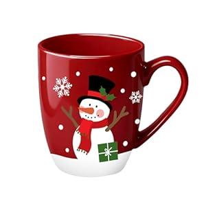Paayna Christmas Santa Ceramic Coffee Mug, 13 oz Novelty Xmas Joy Tea Cup with Handle, Funny Winter Holiday Gifts for Friends Women Men, Red Drink Mugs Microwave and Dishwasher Safe
