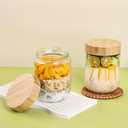 6-Pack 16oz Glass Storage Jars with Bamboo Lids Airtight Wide Mouth Containers for Overnight Oats, Yogurt, Salad, Snacks & Pantry Storage-Reusable Glass Food Storage Containers