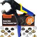 Snap Tool for Boat Covers, Heavy Duty Snap Fastener Tool, Snap Installation Tool with 320 PCS 4 Color 15mm Metal Snaps for Fabric