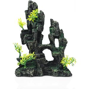 Aquarium Decor - Fish Tank Decorations with Mountain View Stone Ornament, Ideal for Betta, Snails, Turtle, Hiding, Climbing, Exploring, Landscaping, Aquascaping