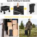 Collapsible Wagon Cart with Wheels Foldable - Folding Utility Heavy Duty Wagons Carts for Grocery Sports Garden Shopping Camping Wheelbarrows (Black, 90L)