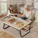 Puzzle Table with Drawers for 1500 Piece Jigsaw Puzzles – Adjustable Tilting Puzzle Board with Folding Legs & 6 Slidable Sorting Trays for Adults, Portable Wooden Puzzle Boards with Protective Cover