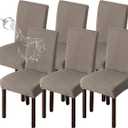 Genina Waterproof Chair Covers for Dining Room 6 Pack Kitchen Chair Covers Parson Dining Chair Slipcover,Taupe