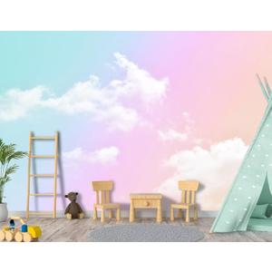 -Colorful Clouds Ceiling Fabric Wallpaper Living Room Bedroom Bathroom Boys Girls Kids Room Modern Abstract Mural- 137"x96" not Peel and Stick