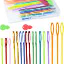 FIVEIZERO 19 Pcs Yarn Needles Set, Assorted Yarn Needles Bent Tapestry Needle Weaving Needle Darning Needles Plastic Needles Large Eye Blunt Knitting Needles for Sewing Crochet 03