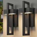 tewei 16.5'' Modern LED Outdoor Wall Sconce, Integrated LED Outdoor Light Fixtures Wall Mount Exterior Lights, Black Front Porch Outside Lighting for House, Backyard, Warm White 3000K, 2 Pack (Black - No Sensor)