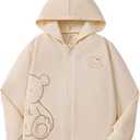 Verdusa Girl's Cartoon Bear Zip Up Hoodie Sweatshirt Cute Long Sleeve Hooded Jacket, 8Years