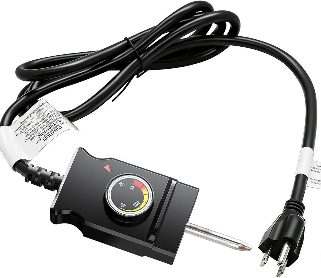 Adjustable Thermostat Controller Probe Cord for Masterbuilt Analog Electric Smokers, Thermostat Control with Power Cord Replacement Parts for Most Electric Smoker and Grills Heating Element