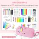 YOOLIFE Pencil Case for Girls, Cute Pencil Pouch Box, Unicorn Pen Case with Handle, Large Capacity Aesthetic School Supplies for Girl Kids, Birthday Gifts for 6 7 8 9 10 11 12 13 Year Old Girls, Beige