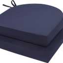 U'Artlines Outdoor Chair Cushions Set of 2, Waterproof Round Corner Seat Cushions, Patio Chair Cushions for Outdoor Furniture,Seat Cushions with Ties for Patio Garden Dining 19"x19"x3.15" Navy Blue