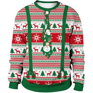 GRAJTCIN Ugly Couples Christmas Sweater Adult Funny 3D Print Cat Elk Dog Christmas Party Cosplay (Medium, Green Tie)