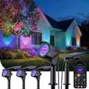Linkind Smart SL6C Outdoor Lights Solar Powered, Dual-Ring Solar & USB Charging Solar Spotlights Outdoor Waterproof IP66, Color Changing Spot Light for Trees, Yard, Garden, Landscape, 4 Pack