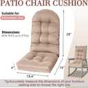 Yddsky Adirondack Chair Cushion, Rocking Cushions 44x19.4x4 inch, High Back Patio Recliner Cushion of Upper and Lower with Ties, Sunscreen and Fade-Resistant Khaki,2, 2-Piece Chair Cushion
