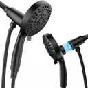 High Pressure 10 Ways Handheld Shower Head Matte Black- Anti-clog Nozzles, Built-in Power Wash to Clean Tub, Wall & Overhead Brackets,Magnetitc Rainfall Shower Wand,Built-in 2 Power Jet