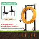 Garden Hose Holder Reel, Upgraded Metal Hose Reels Holds 150ft Hose with 4 Large hooks, Heavy Duty Freestanding Water Hose Holders, Detachable Hose Storage Hanger for Outside