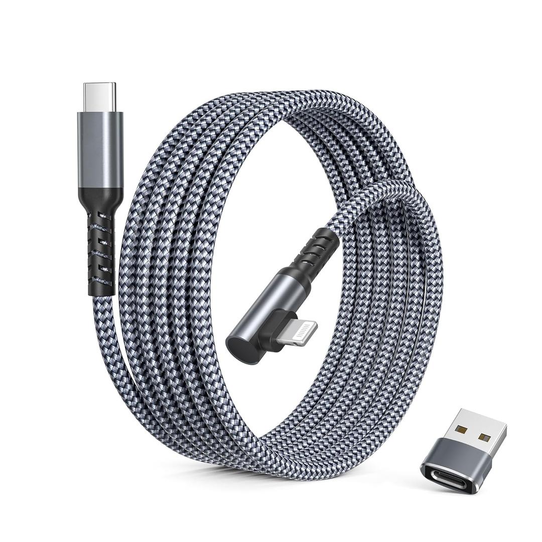 Elebase for iPhone 14 13 Charger Cord with USB Adapter 10FT,Long Angled Power Delivery Fast Charging Cable,Type C to Lightning Cable for Apple 12 11 Pro Max Plus,XS XR 8 7 6 SE,iPad 9th 8th Generation