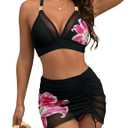 Blooming Jelly Womens High Waisted Bikini Sets Two Piece Tummy Control Swimsuits 2026 Mesh Swim Skirt Bathing Suit (L)