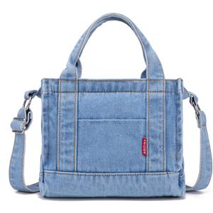 AOCINA Denim Purse Jean Tote Bag for Women Crossbody Shoulder Weekend Bags Denim Purses and Handbags for Women (Large, E-delft Light Blue)