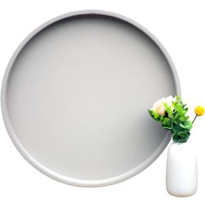 20-inch Round Ottoman Serving Tray - Textured PU Leather Coffee Table Decor, Waterproof Heat-Resistant Large Organizer for Home, Office, Bed & Party Essentials (Tranquil Beige, 20in)