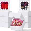 RomanticBaking 3x3x1.5Inches 50PCS Homemade Soap Boxes with Window Chocolate Covered Strawberries,Cookie,Chocolate truffle Boxes