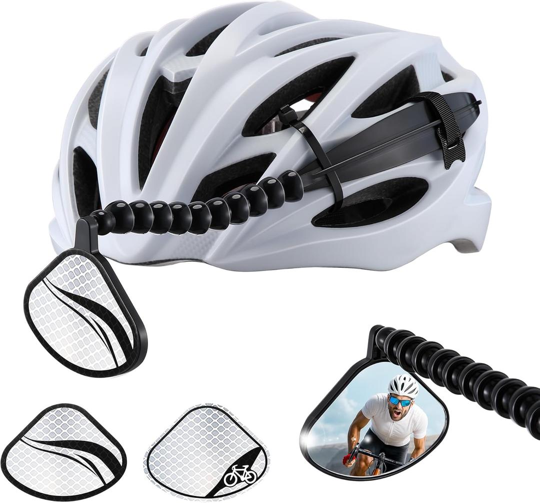 Enhon Upgraded 360 Adjustable Bike Helmet Mirror with Rear Reflector Lightweight Flat Rearview Mirror Fits Vented Helmets for MTB, Road & Long Distance Cycling Safety - Helmet NOT Included