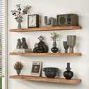 Floating Shelves for Wall, 36"x9.3" Rustic Solid Live-Edge Elm Wood Wall Shelves, Heavy-Duty Floating Shelves with Invisible Brackets, Set of 2 for Living Room, Bedroom, and Kitchen, Natural Finish