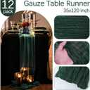12 Pack Emerald Green Cheesecloth Table Runner 10FT Cheese Cloth Boho Gauze Fabric Table Runner 35 x 120 Inch Rustic Sheer for Holiday Wedding Decor Baby Shower Party Decoration