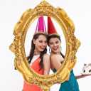 Upgraded 32 x 24 Inch Large Photo Booth Props Picture Frame Vintage Photo Frame Friends Selfie Props for Wedding Mexico Birthday Bachelorette Party Supplies (Round Style)