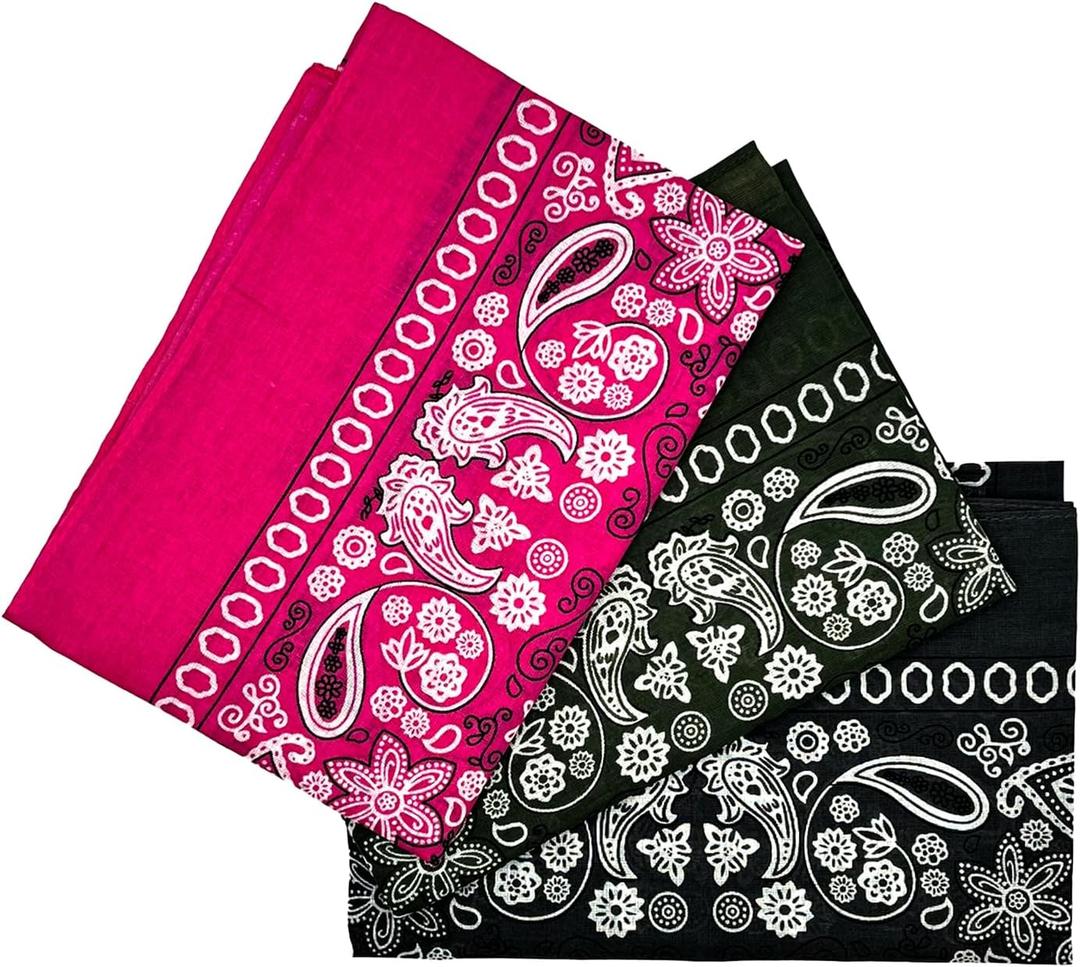 2 x Sosun 22x22 Bandana, Face Mask, Square Scarf, Headwear, Multipacks Made From 100% Cotton