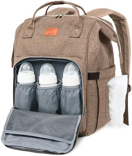 KeaBabies Baby Diaper Bag Backpack - Large Baby Bag for Boys, Girls, Waterproof Multi Function Travel Diaper Backpack with Changing Pad, Durable Travel Essentials for Moms and Dads (Coffee Brown)