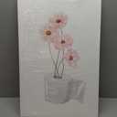 Framed Bathroom Canvas Wall Art Pink Floral and toilet paper 16x24 Decor, 16x24in