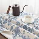 Cotton Linen Round Tablecloth - Pastoral Floral Tablecloth Washable Table Cloth for Kitchen Dining Room Table Cover for Party Dinner, Picnic, Round 47 Inchs