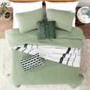 ROARINGWILD Sage Green Queen Size Quilt Bedding Set, Lightweight Soft Bedspread, Farmhouse Rustic Country Coverlet, Thin Cloud Comforter for Spring Summer, 2 Pillow Shams, 90x90 inches