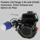 YOXUFA 212 Carburetor Kit for Predator 212cc 224cc 196cc 6.5hp Coleman CT200U BT200X CT200U-EX Baja Mini Bike KT196 Hammerhead 80T Go Kart GX160 GX200 Engine Predator 212 Stage 1 Kit Parts