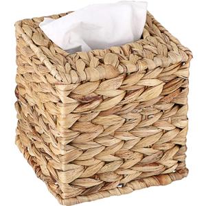 Sumnacon Tissue Box Cover Water Hyacinth Tissue Box Sqaure Tissue Holder Woven Tissue Cover Wicker Cube Tissue Box Holder for Bathroom Toilet Table Desk Home Office Car