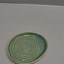 Ceramic Spoon Rest for Stove Top, Spoon Holder for Kitchen Counter, Farmhouse Cooking Utensil Holder for Spoons, Ladles, Spatula, Glazed Green