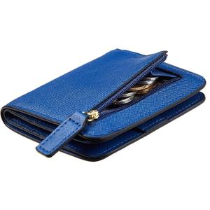 Toughergun Womens Small Slim Leather Wallet with RFID Protection, Compact Bifold Mini Purse with Clear ID Window (CH Deep Blue)