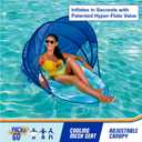 SwimWays Spring Float Premium Recliner with Canopy Pool Lounger, Inflatable Pool Floats Adult with Fast Inflation for Ages 15 & Up, Sky Blue