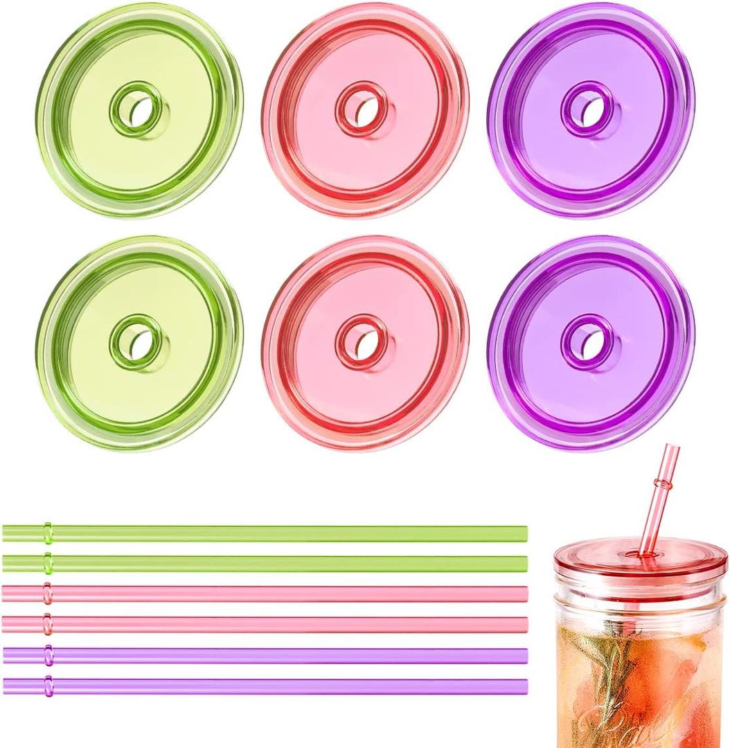 Aieve Mason Jar Straw Lids Compatible with Ball 16oz 24oz Wide Mouth Mason Jar, 6 Pcs Wide Mouth Drinking Cover with Straw Hole Aieve Mason Jar Straw Lids Compatible with Ball 16oz 24oz Wide Mouth Mason Jar, 6 Pcs Wide Mouth Drinking Cover with Straw Hole